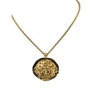 Vintage Signed Sphinx MB Medusa Head Charm Necklace (A3221)